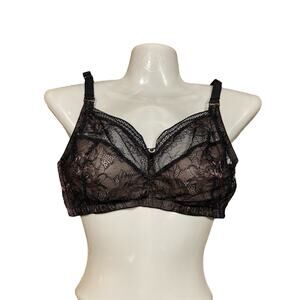 Montelle Intimates Wireless black lace full coverage‎ bra 38E